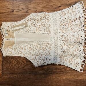 Do+be White Lace Peplum Top
